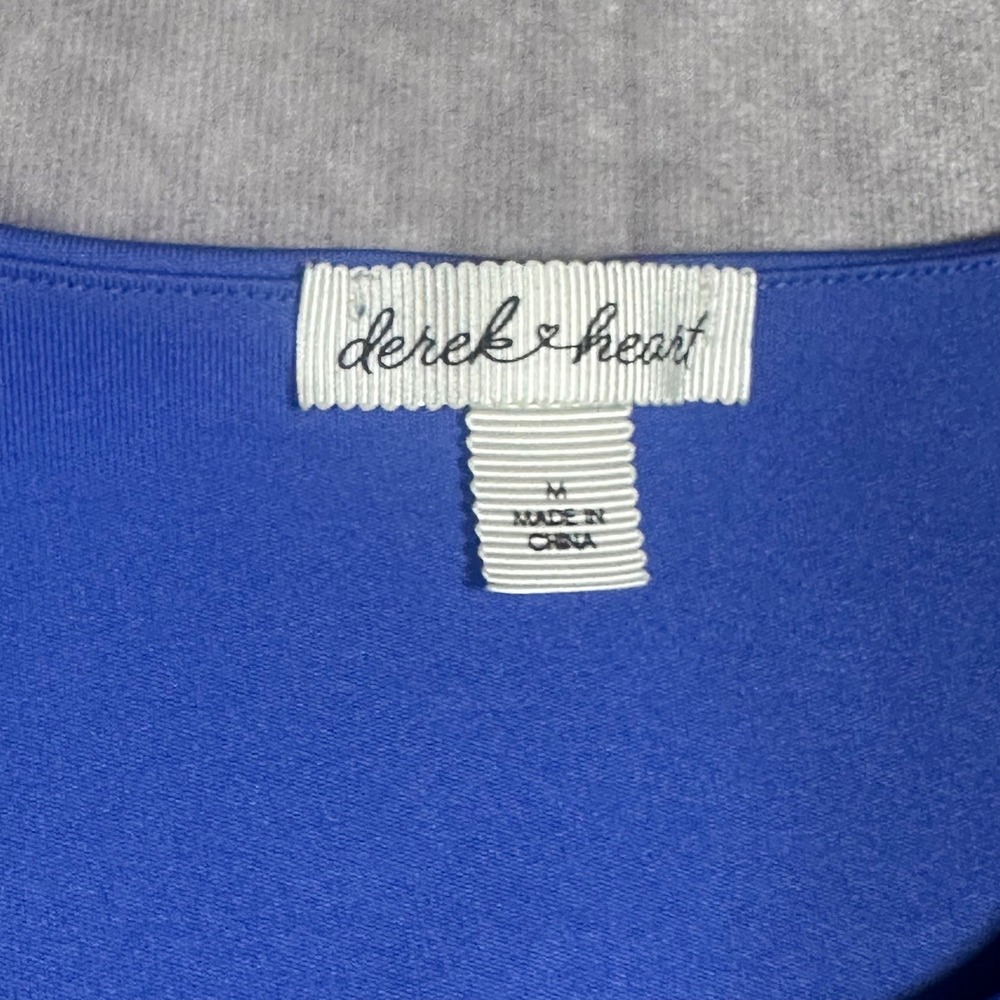 Derek Heart Women M Royal Blue Bodycon Midi Dress Short Sleeve Round Neck Office - Picture 3 of 5